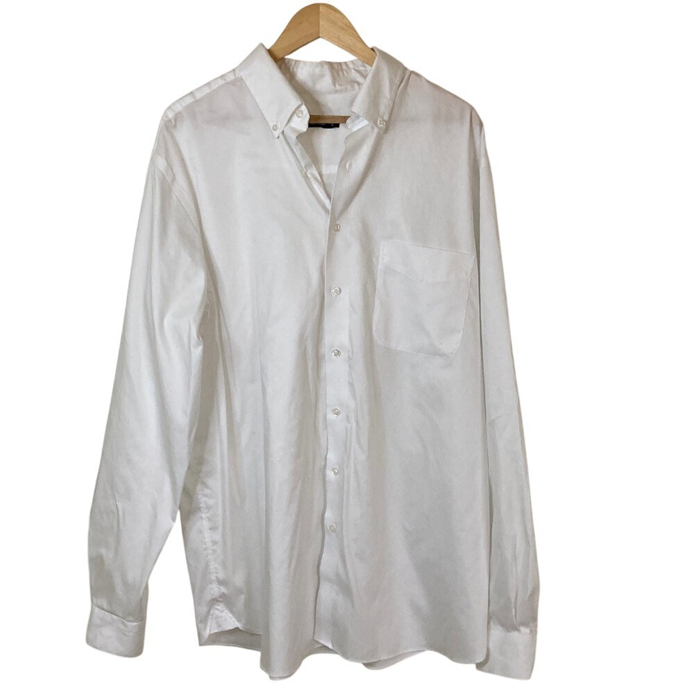 Rochester Mens Classic‎ White Button Down Shirt Size 18 38/39T Egyptian Cotton